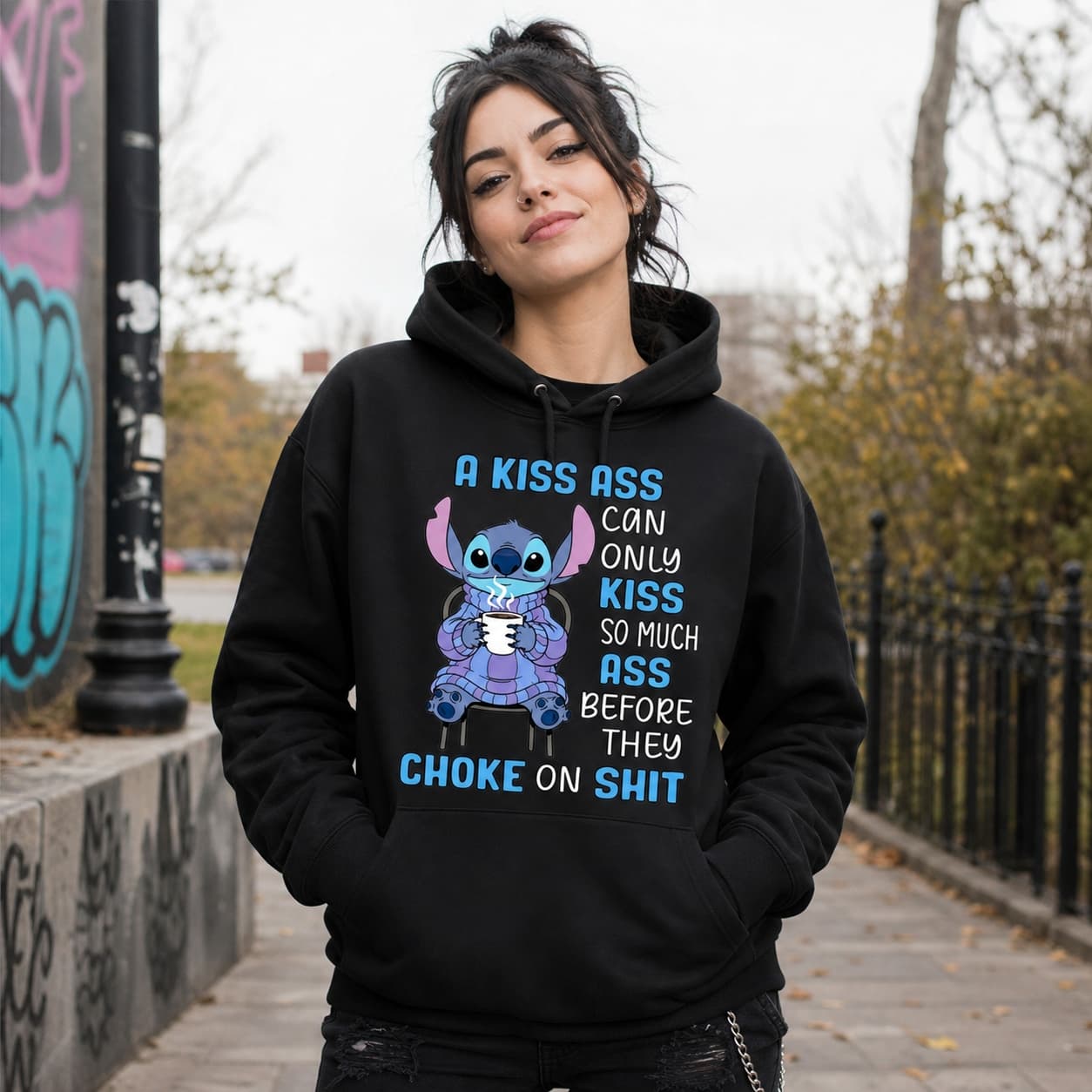 A Kiss Ass Can Only Kiss So Much Ass Before They Choke On Shit Stitch Shirt