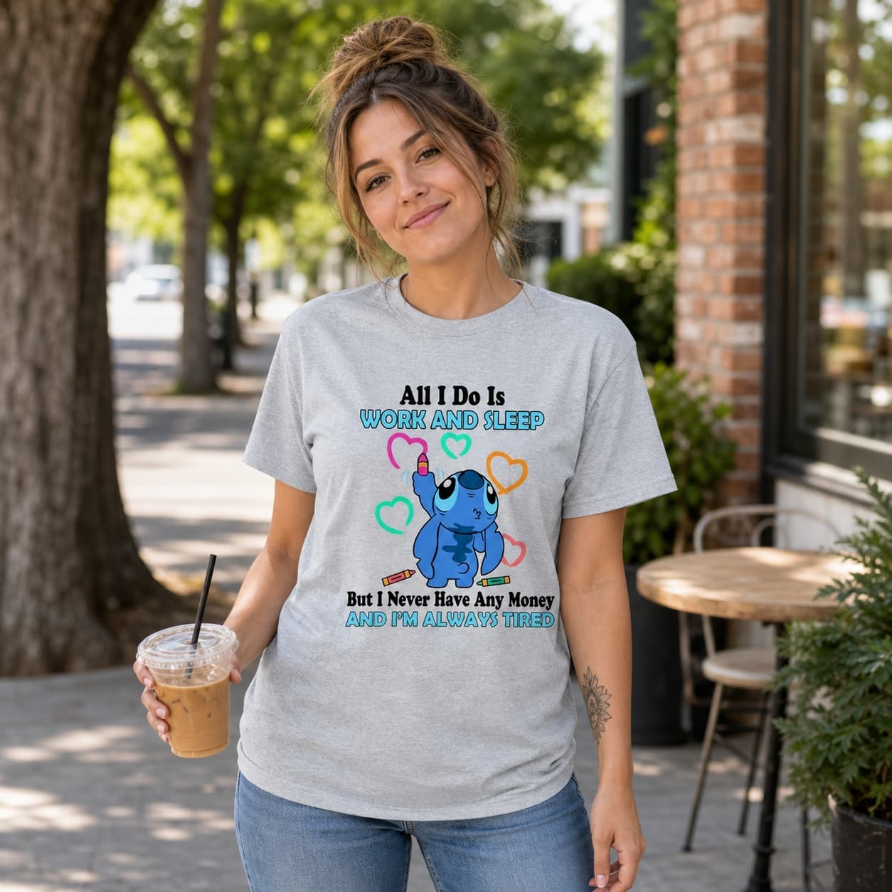 ALL I DO IS WORK AND SLEEP BUT I NEVER HAVE ANY MONEY AND I’M ALWAYS TIRED-3 Stitch Shirt