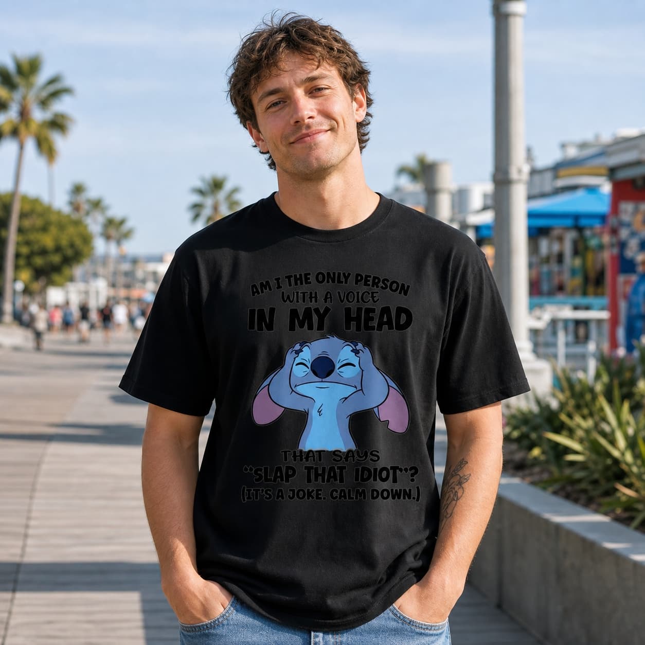 Am I The Only Person With A Voice In My Head That Says SLAP THAT IDIOT (IT’S A JOKE. CALM DOWN.) Stitch Shirt
