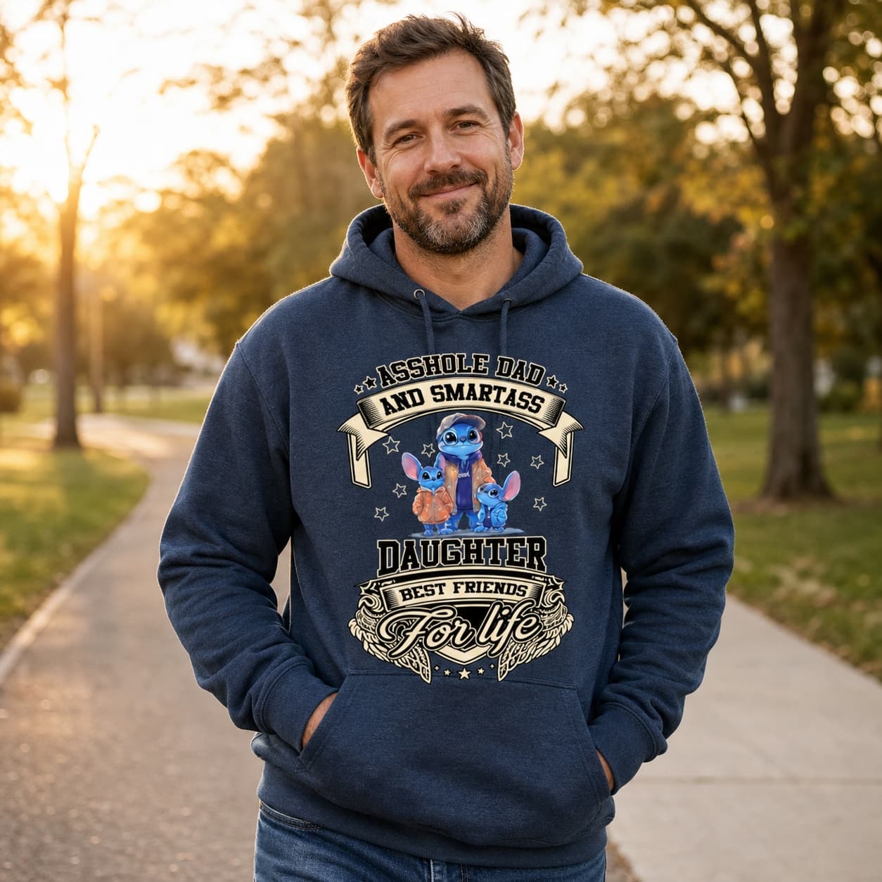 Asshole Dad And Smartass Daughter Best Friends For Life-3 Stitch Shirt