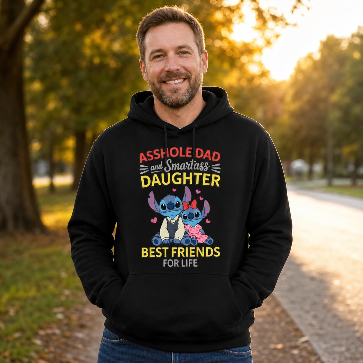 Asshole Dad And Smartass Daughter Best Friends For Life-4 Stitch Shirt