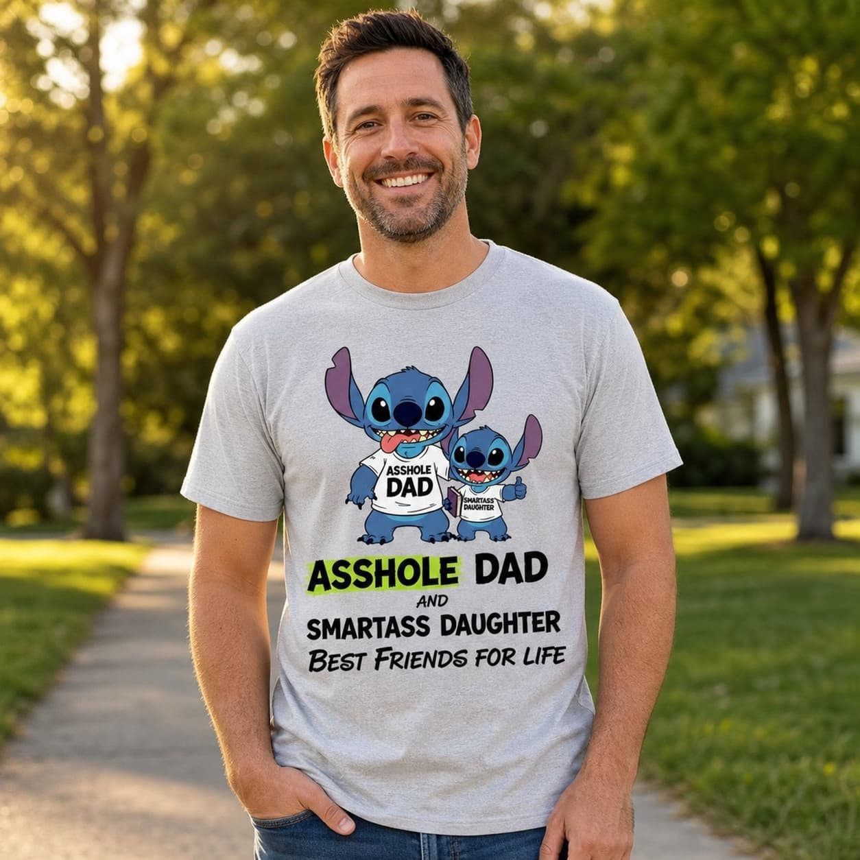 Asshole Dad And Smartass Daughter Best Friends For Life-5 Stitch Shirt