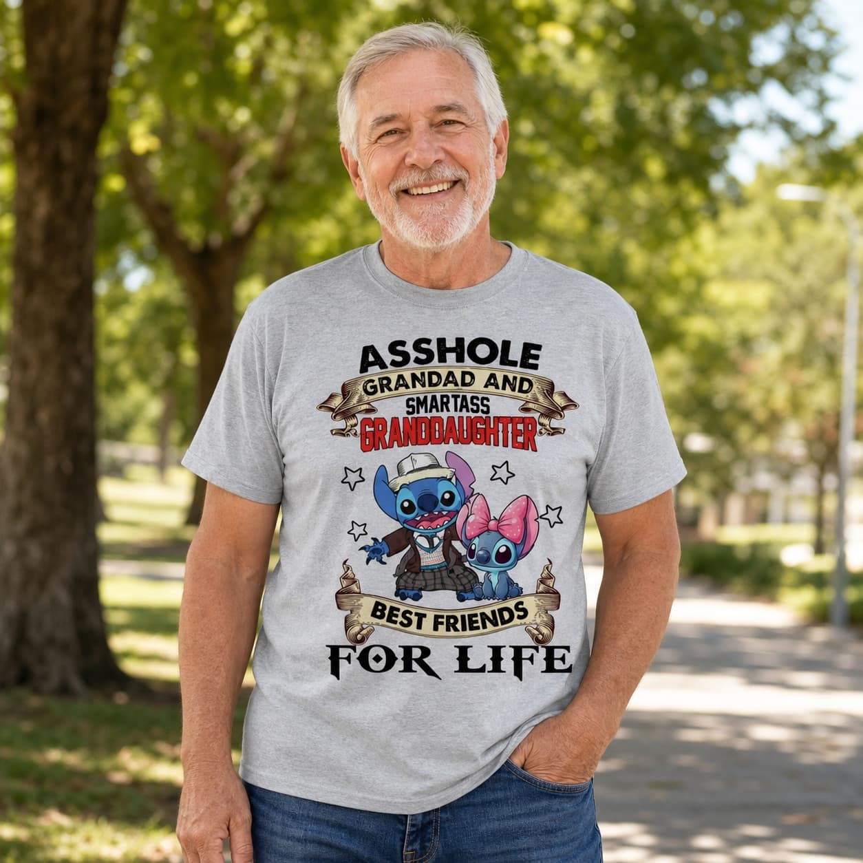ASSHOLE GRANDAD AND SMARTASS GRANDDAUGHTER BEST FRIENDS FOR LIFE Stitch Shirt