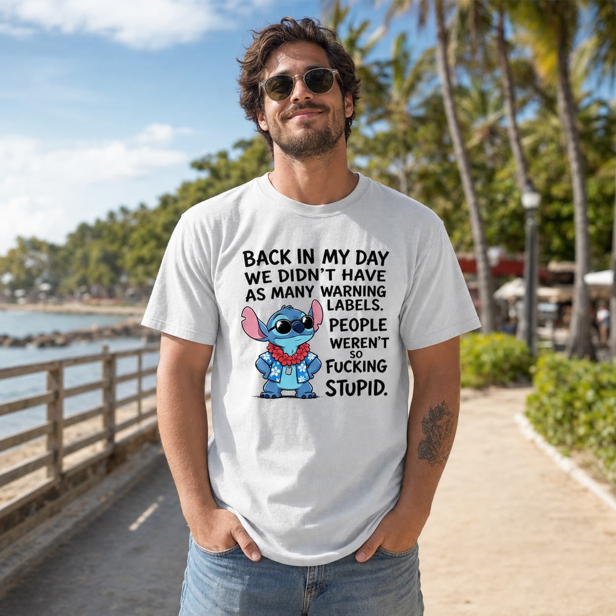 Back In My Day We Didn’t Have As Many Warning Labels. People Weren’t So Fucking Stupid Stitch Shirt