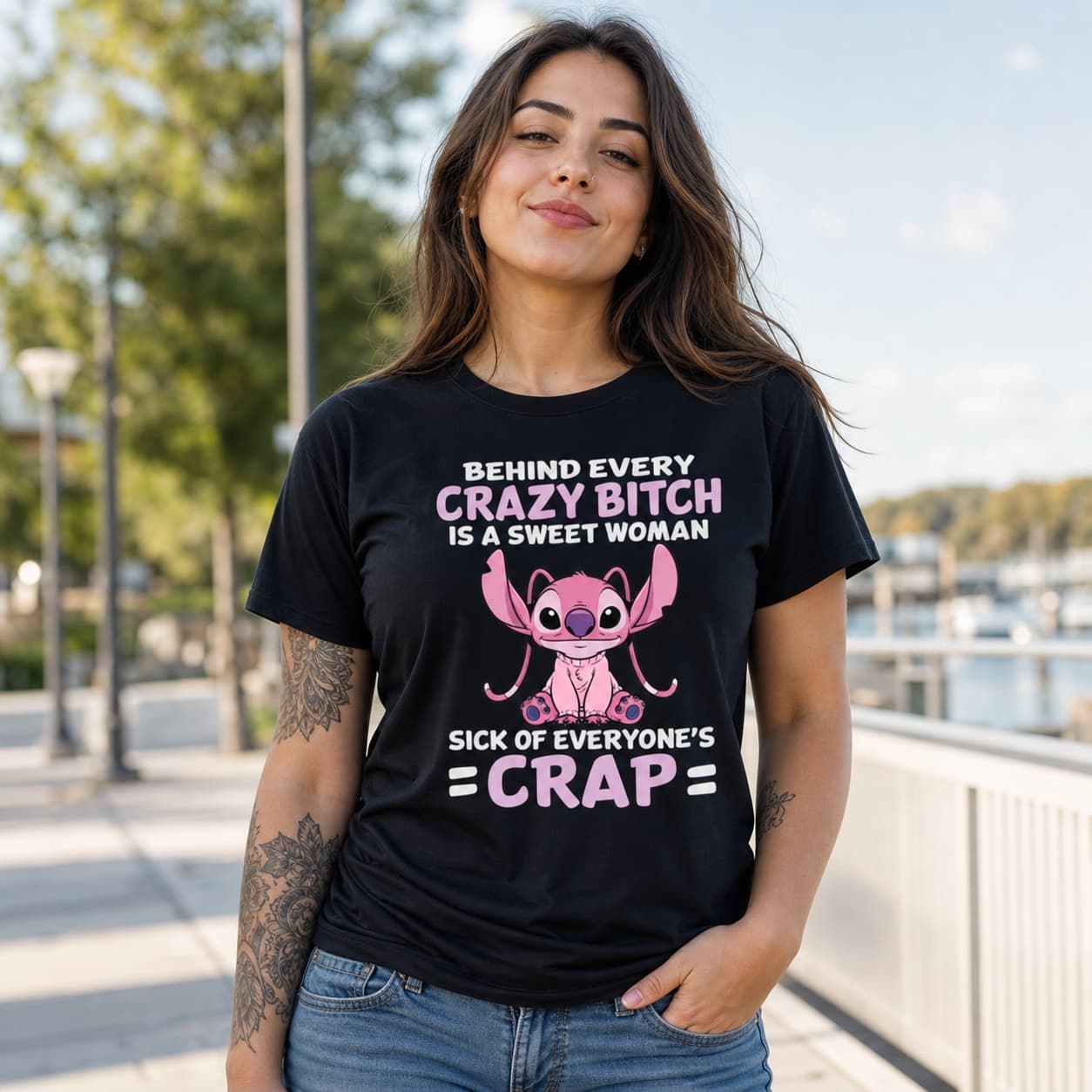 Behind Every Crazy Bitch Is A Sweet Woman Sick Of Everyone’s Crap Stitch Shirt