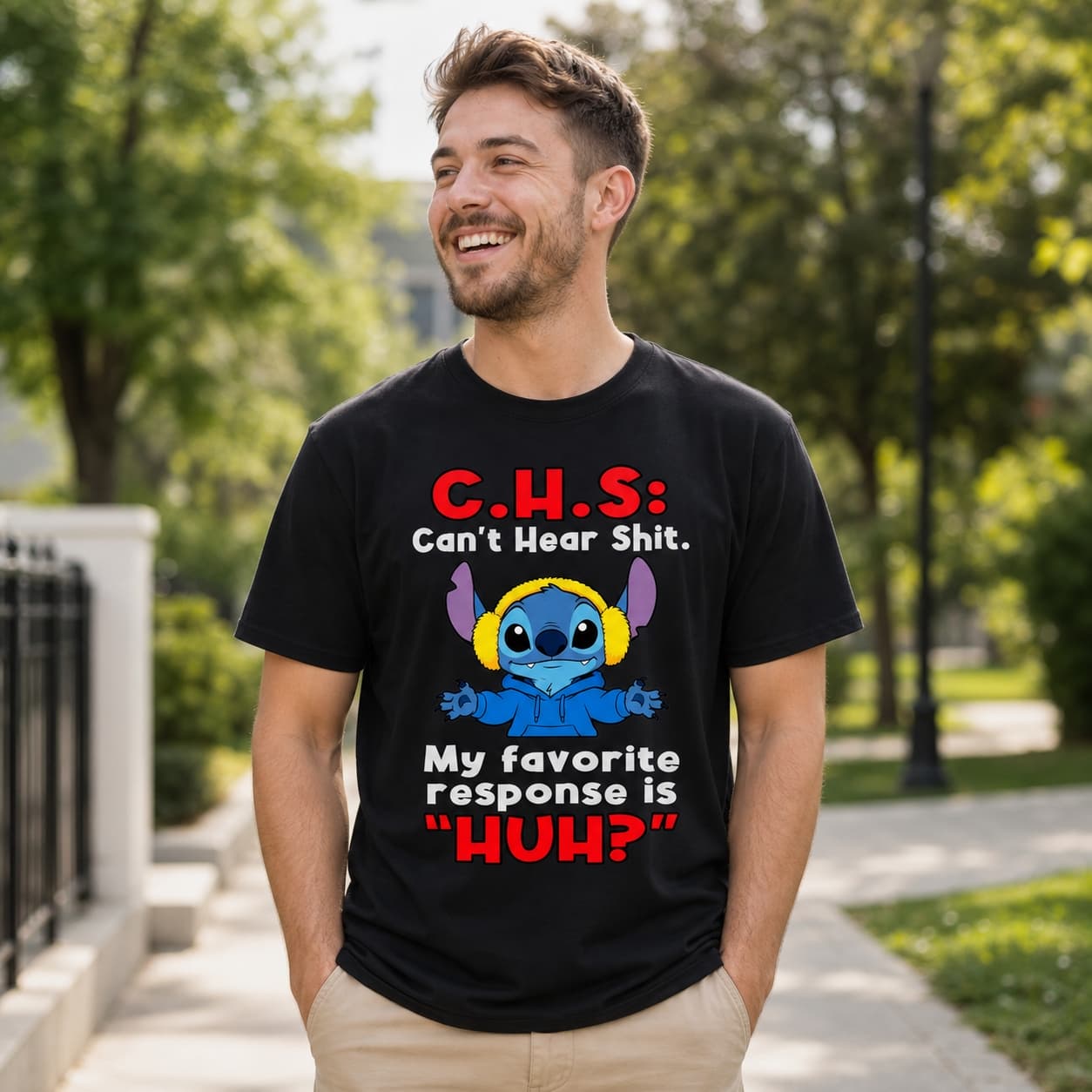 C.H.S Can’t Hear Shit. My Favorite Response Is HUH Stitch Shirt