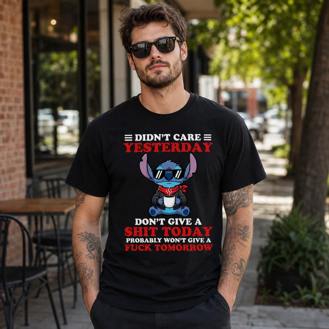 Didn’t Care Yesterday Don’t Give A Sh T Today Probably Won’t Give A F Ck Tomorrow-4 Stitch Shirt