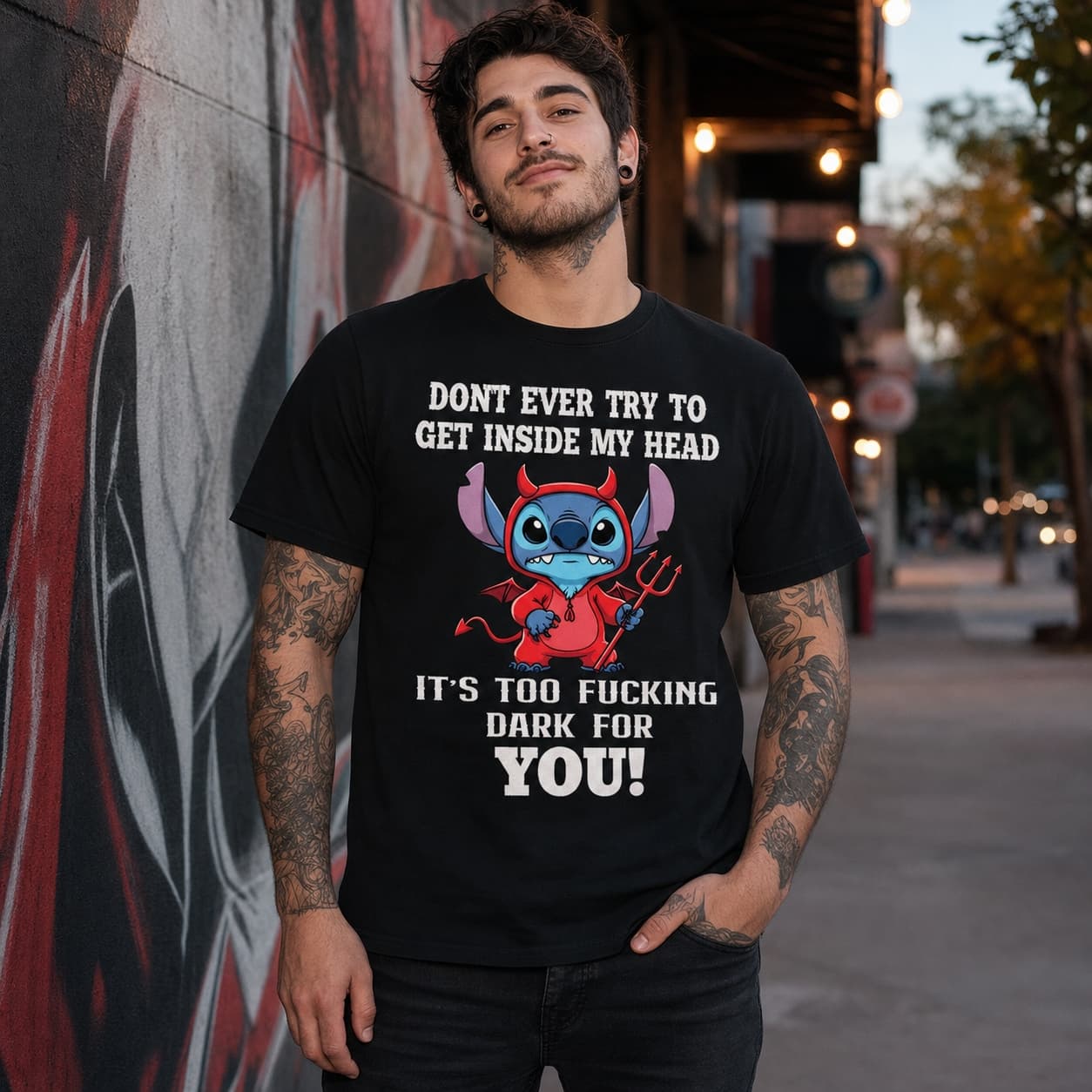 Don’t Ever Try To Get Inside My Head It’s Too Fucking Dark For You! Stitch Shirt