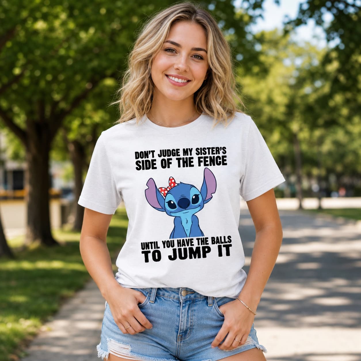 Don’t Judge My Sister’s Side Of The Fence Until You Have The Balls To Jump It Stitch Shirt