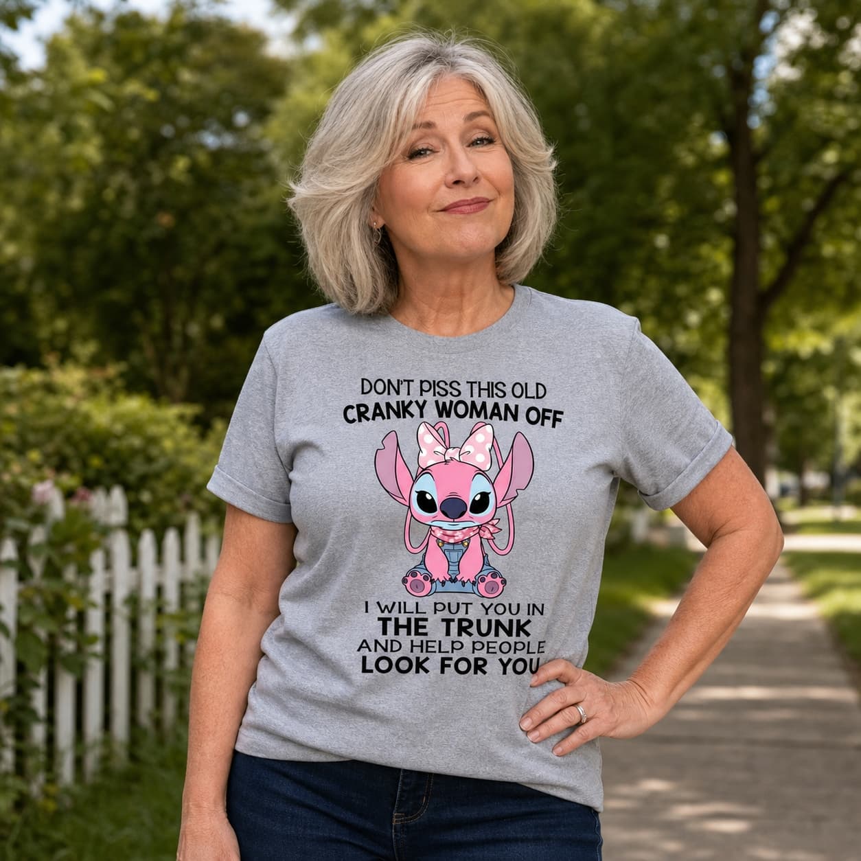 Don’t Piss This Old Cranky Woman Off Stitch Shirt