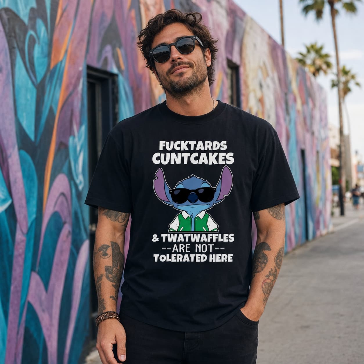 Fucktards Cuntcakes & Twatwaffles Are Not Tolerated Here-2 Stitch Shirt