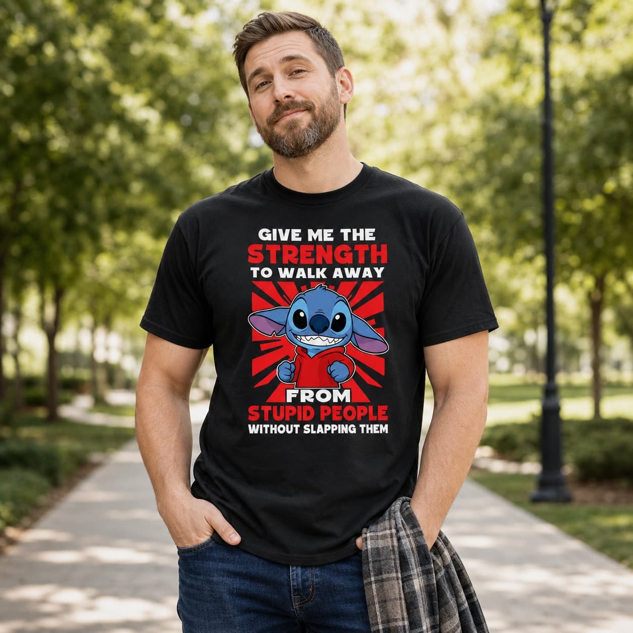Give Me The Strength To Walk Away From Stupid People Without Slapping Them-8 Stitch Shirt
