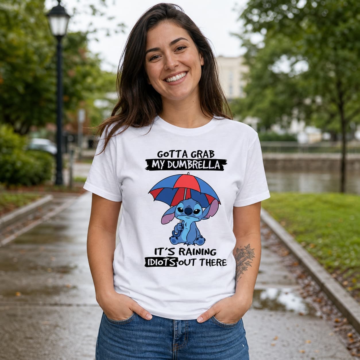 Gotta Grab My Dumbrella It’s Raining Idiots Out There Stitch Shirt