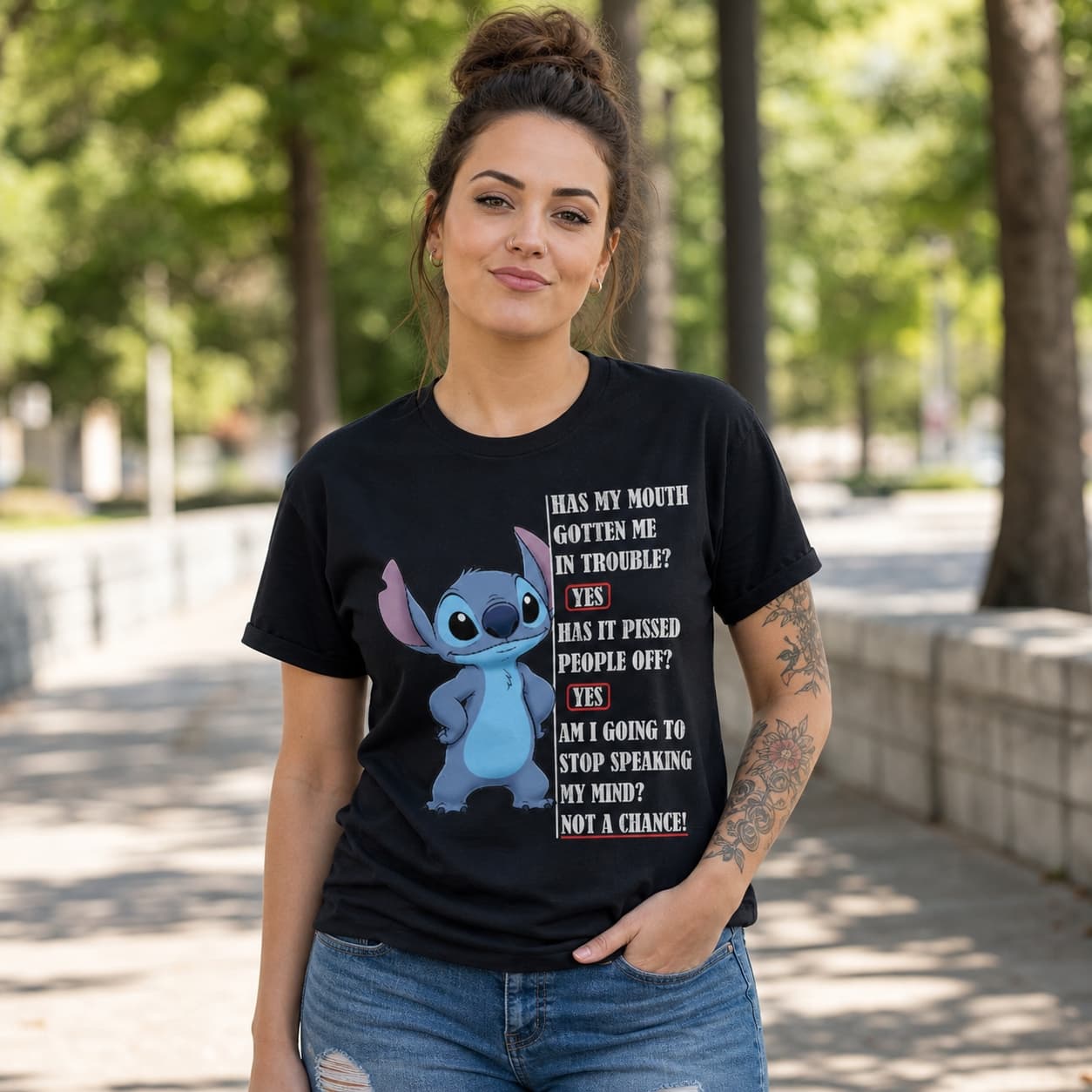 Has My Mouth Gotten Me In Trouble Yes Has It Pissed People Off Yes Am I Going To Stop Speaking My Mind Not A Chance!-2 Stitch Shirt