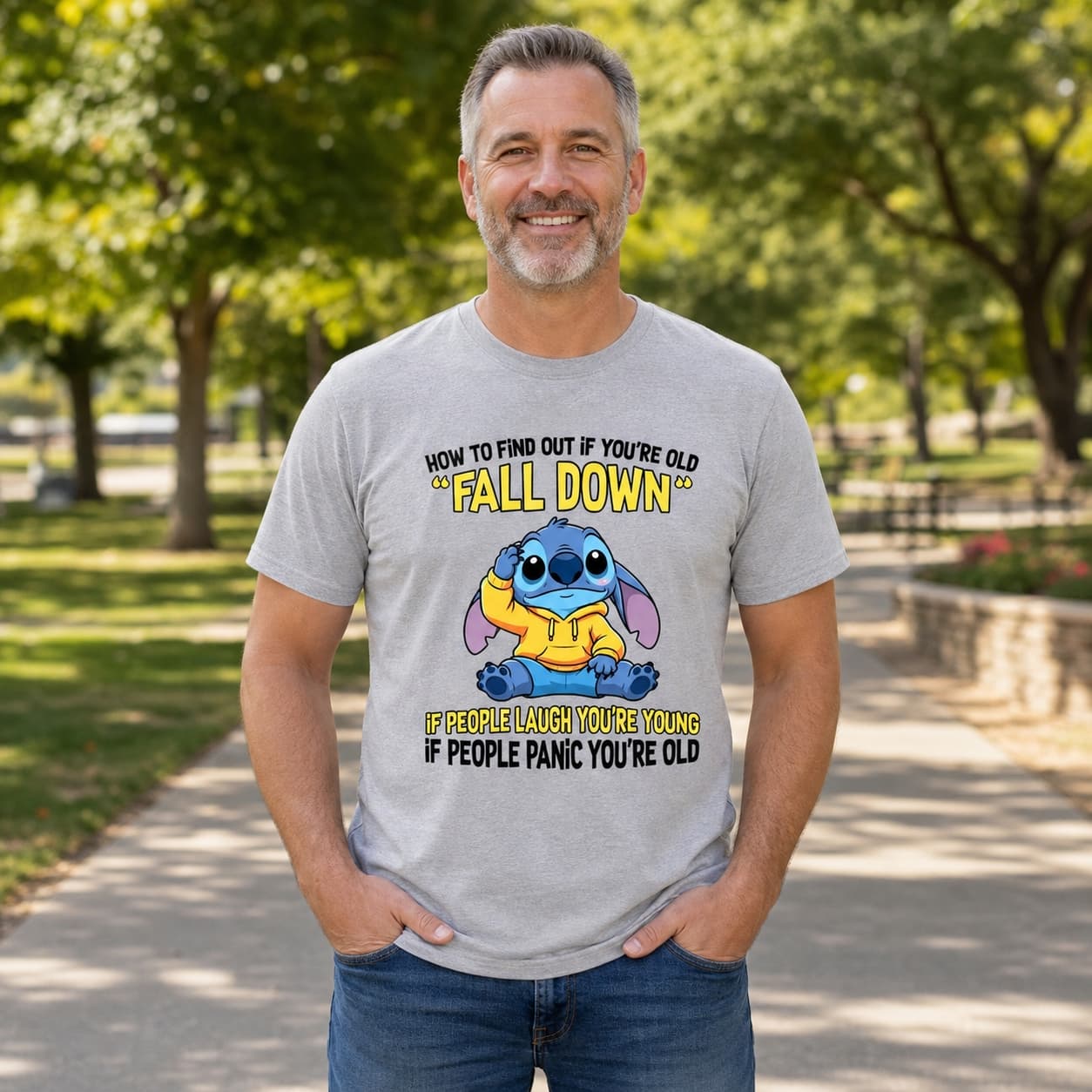How To Find Out If You’re Old Fall Down If People Laugh You’re Young If People Panic You’re Old Stitch Shirt