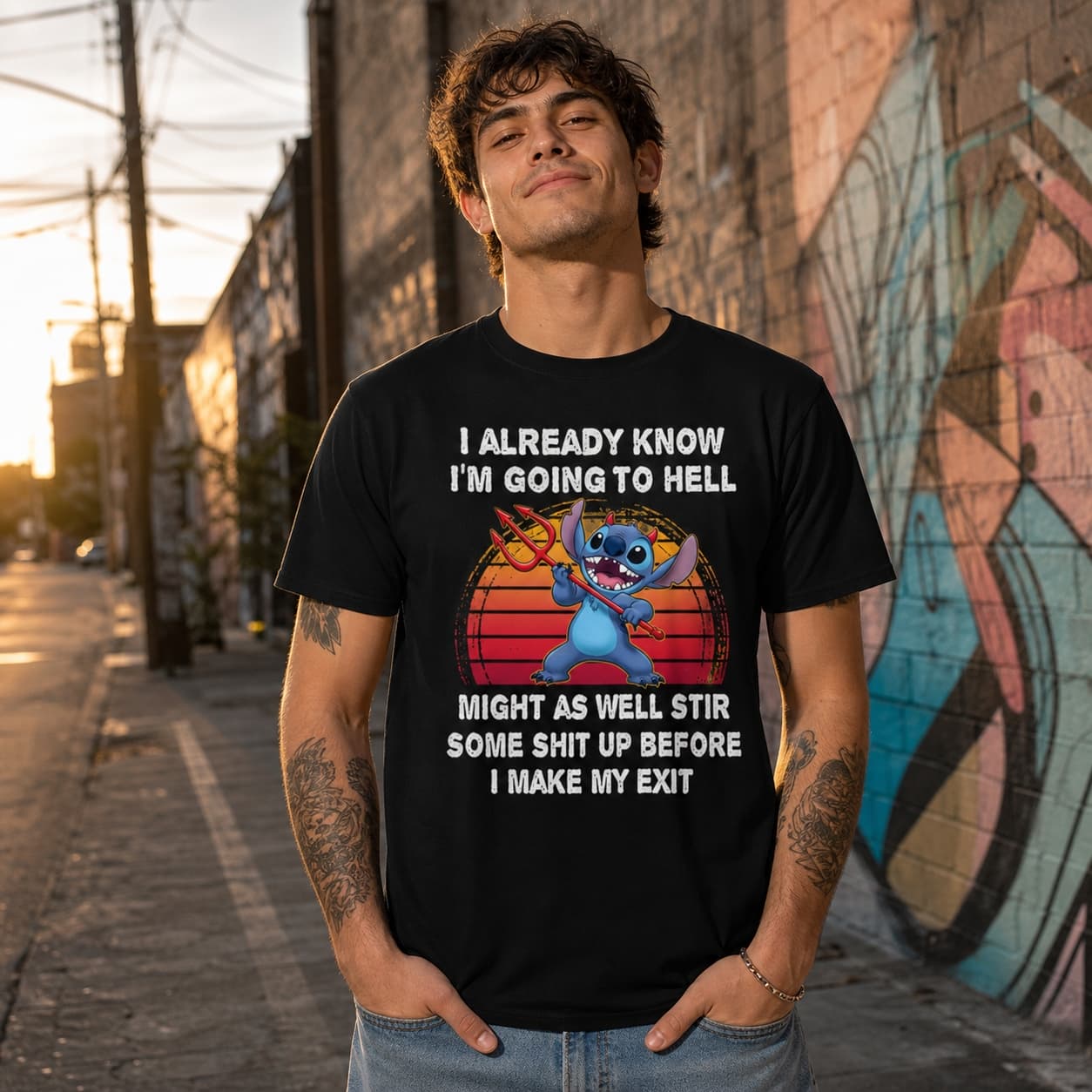 I Already Know I’m Going To Hell Might As Well Stir Some Shit Up Before I Make My Exit Stitch Shirt