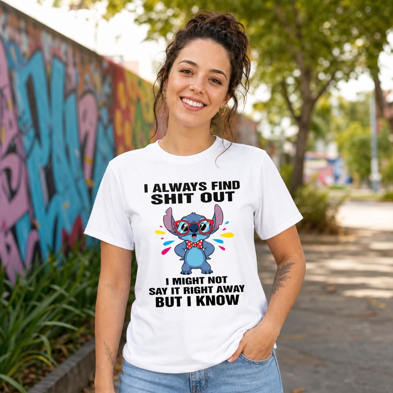 I Always Find Shit Out I Might Not Say It Right Away But I Know Stitch Shirt