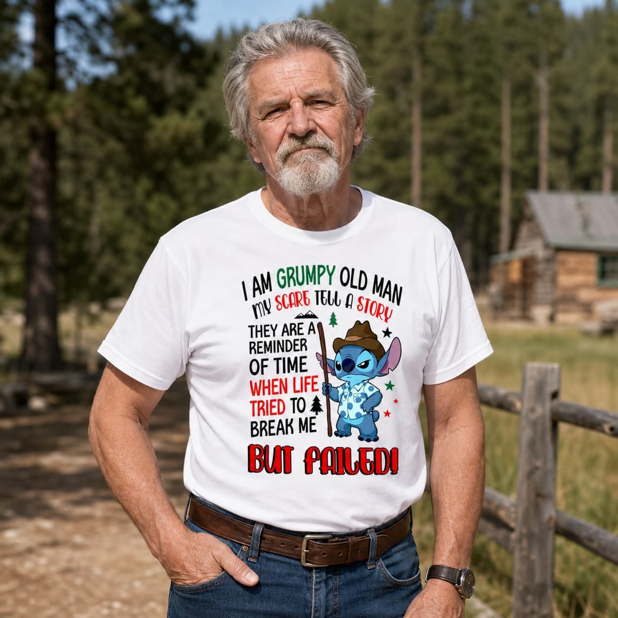 I Am Grumpy Old Man My Scare Tell A Story They Are A Reminder Of Time When Life Tried To Break Me But Pailed! Stitch Shirt