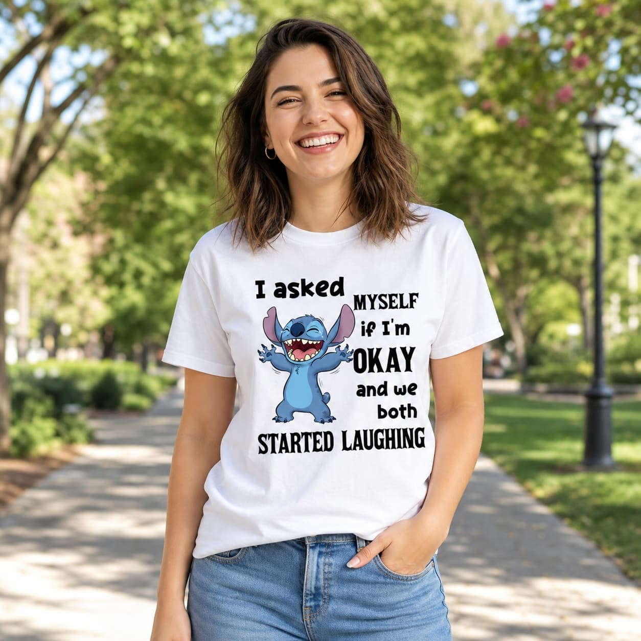 I Asked Myself If I’m Okay And We Both Started Laughing-2 Stitch Shirt