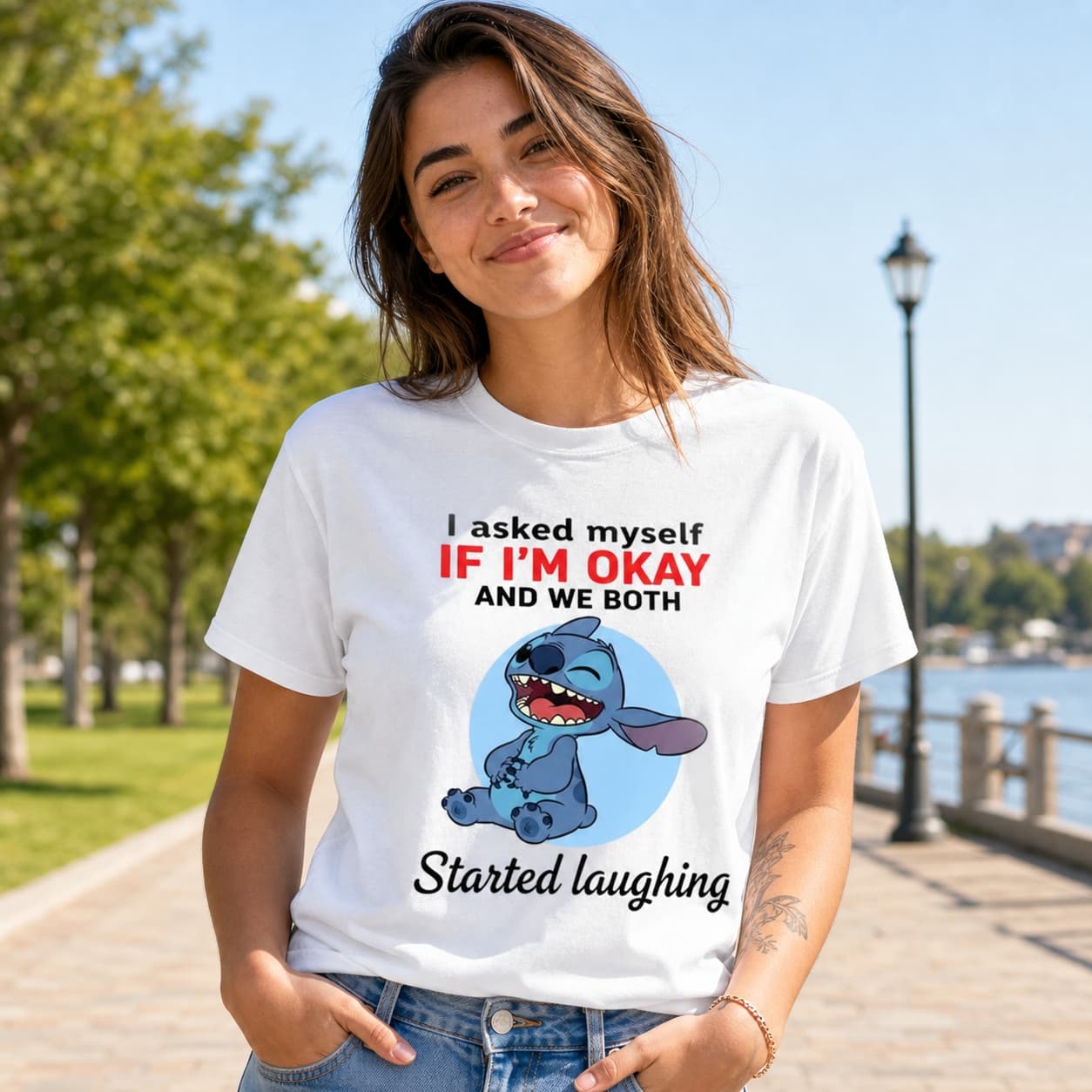 I Asked Myself If I’m Okay And We Both Started Laughing Stitch Shirt
