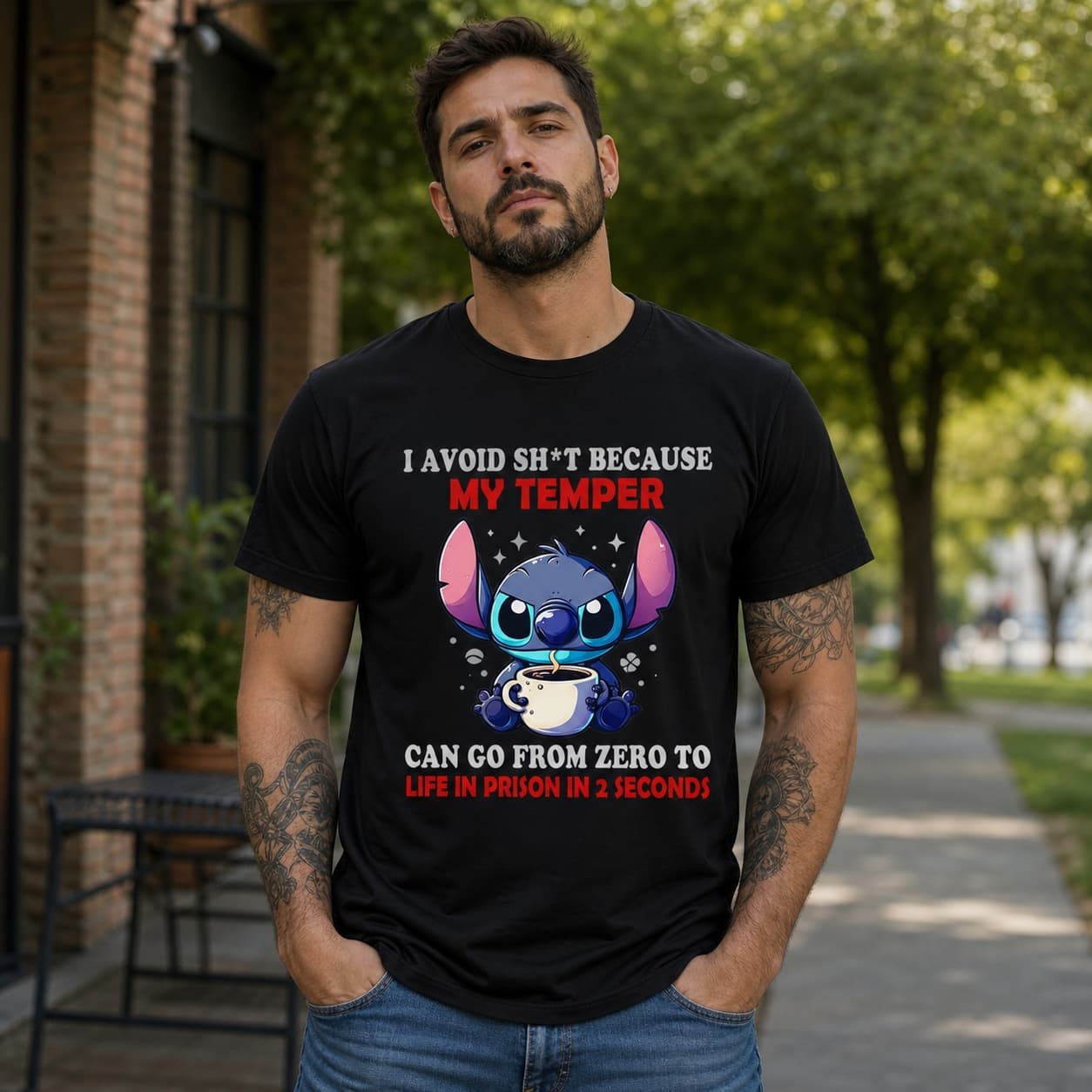 I Avoid Sh T Because My Temper Can Go From Zero To Life In Prison In 2 Seconds Stitch Shirt
