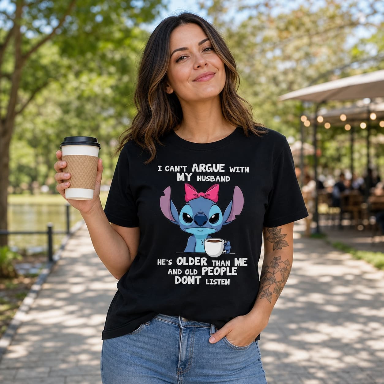 I Can’t Argue With My Husband He’s Older Than Me And Old People Dont Listen Stitch Shirt