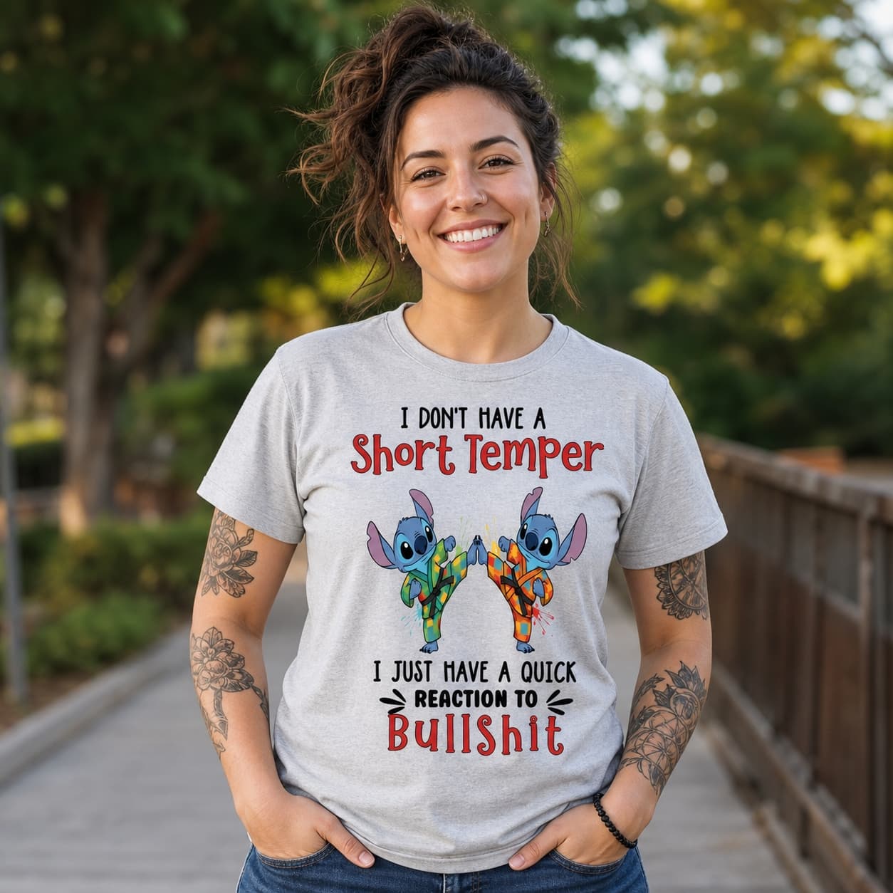I Don’t Have A Short Temper I Have A Quick Reaction To Bullshit! Stitch Shirt