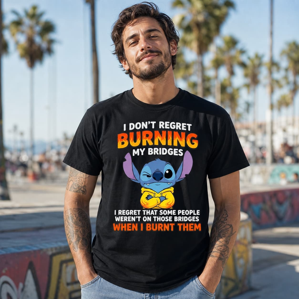 I Don’t Regret Burning My Bridges I Regret That Some People Weren’t On Those Bridges When I Burnt Them Stitch Shirt