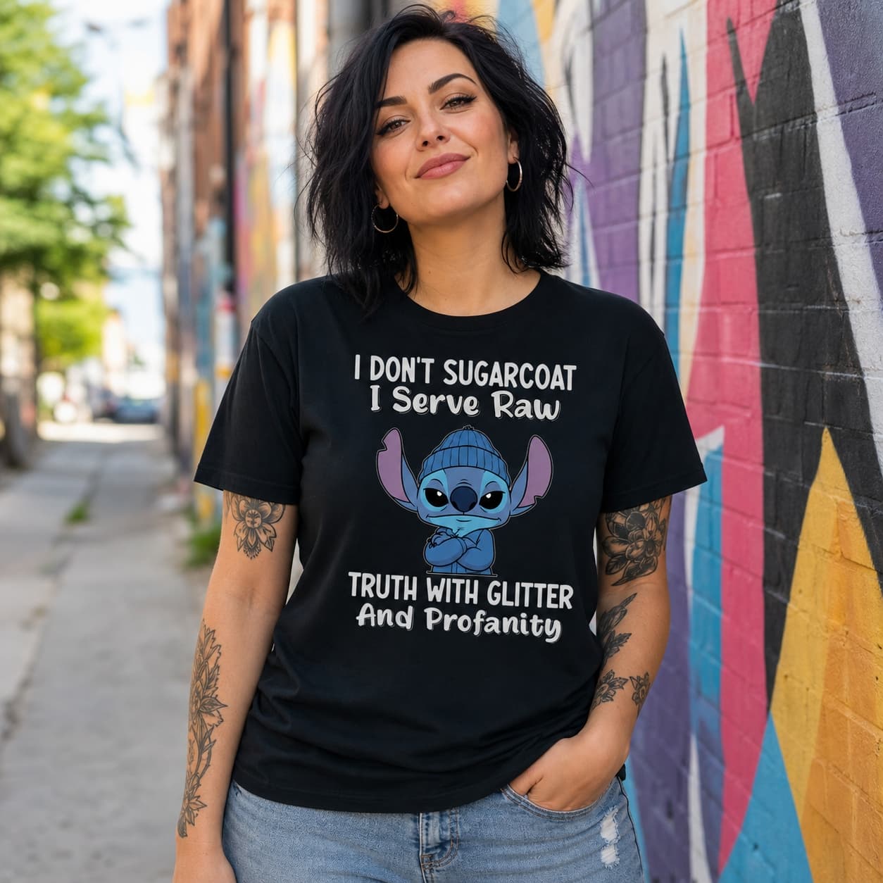 I Don’t Sugarcoat I Sever Raw Truth With Glitter And Profanity Stitch Shirt