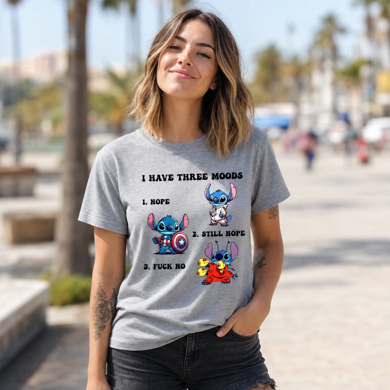 I Have Three Moods 1. Nope 2. Still Nope 3. Fuck No Stitch Shirt