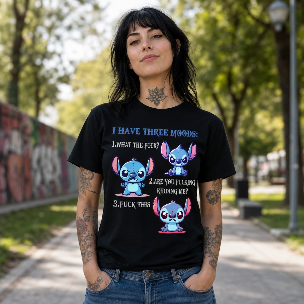 I Have Three Moods Stitch Shirt