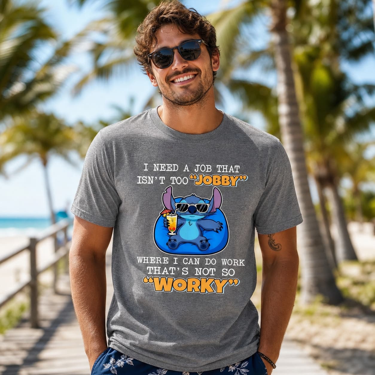 I Need A Job That Isn’t Too ”JOBBY” Where I Can Do Work That’s Not So WORKY-2 Stitch Shirt