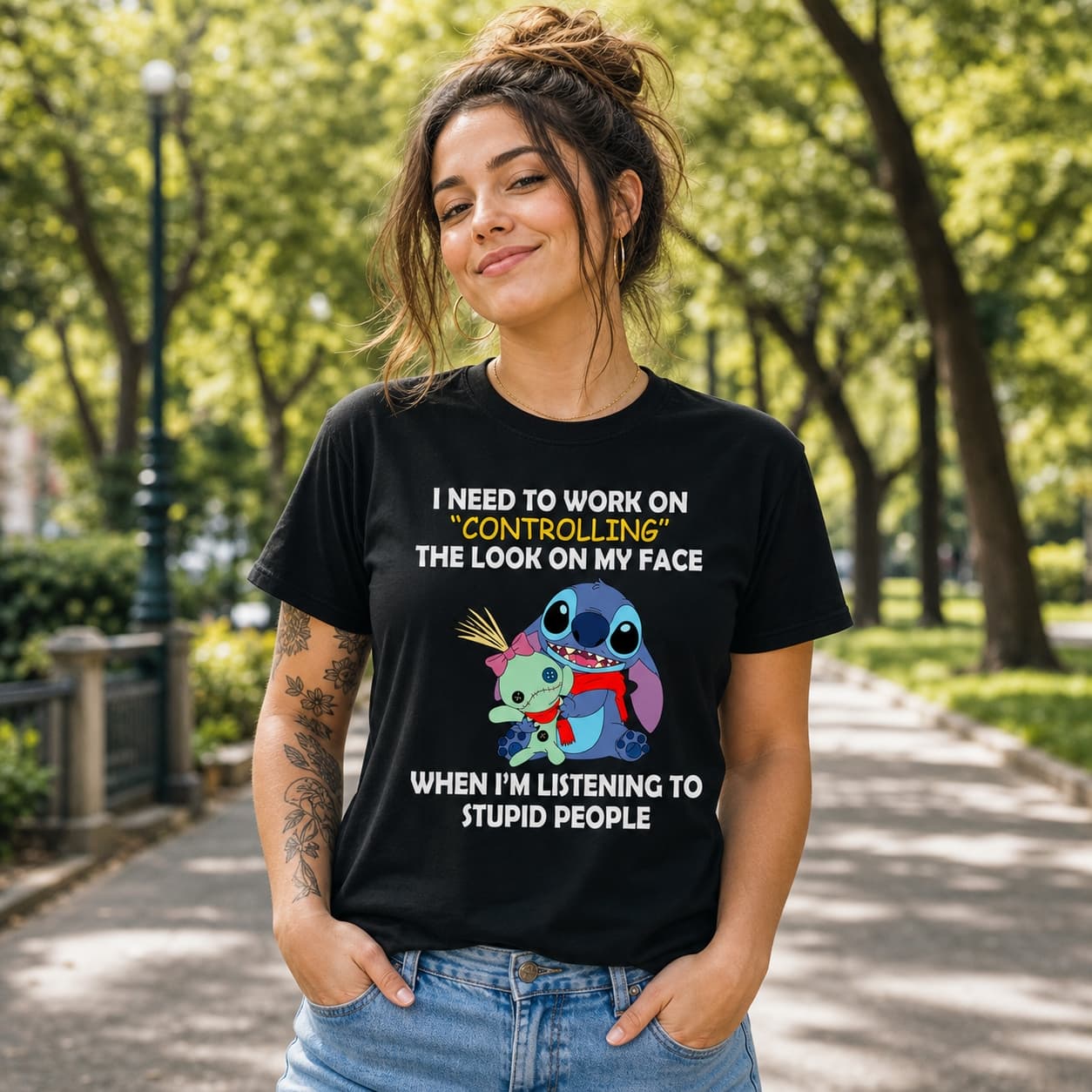 I NEED TO WORK ON CONTROLLING THE LOOK ON MY FACE WHEN I’M LISTENING TO STUPID PEOPLE Stitch Shirt