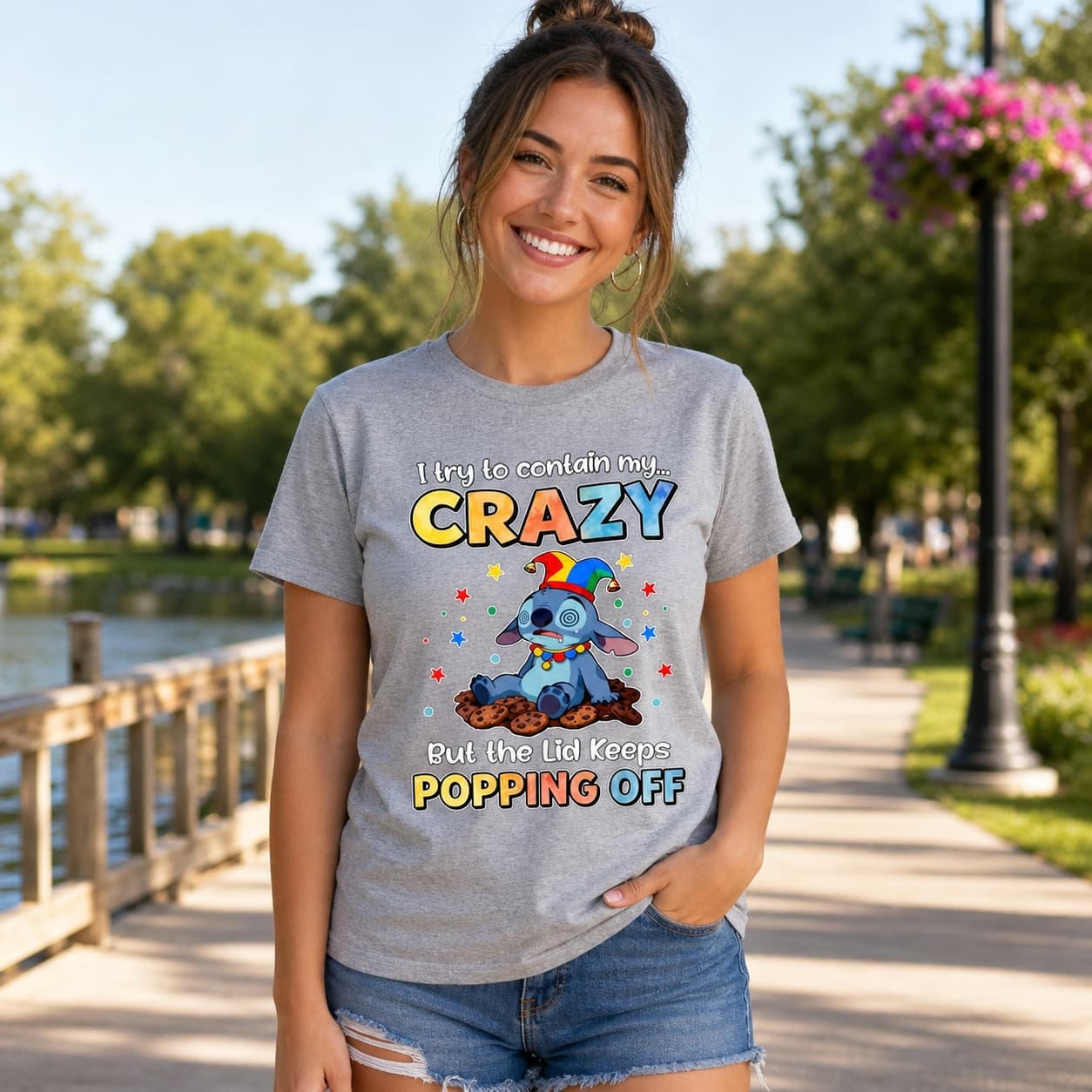 I Try To Contain My Crazy But The Lid Keeps Popping Off-2 Stitch Shirt