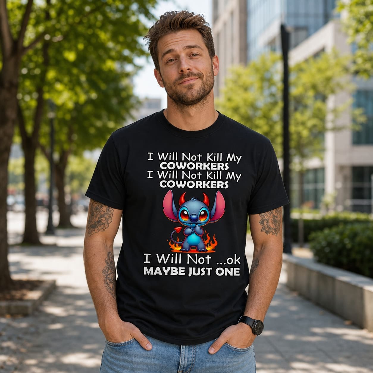 I Will Not Kill My COWORKERS I Will Not Kill My COWORKERS I Will Not …ok MAYBE JUST ONE Stitch Shirt