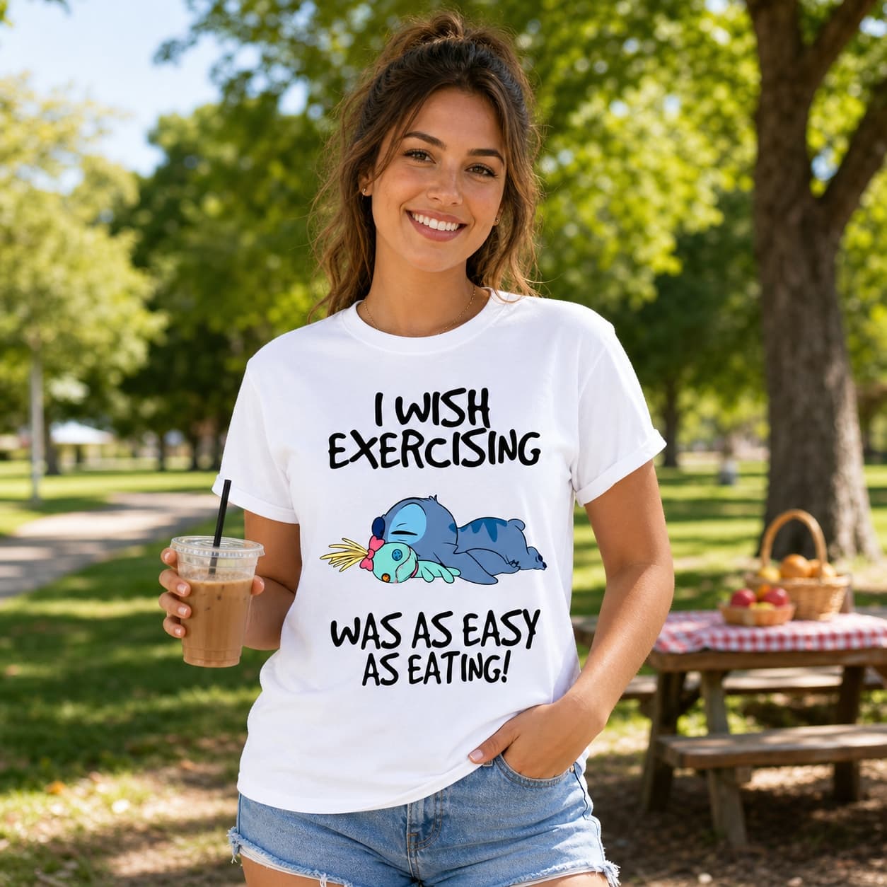 I Wish Exercising Was As Easy As Eating! Stitch Shirt