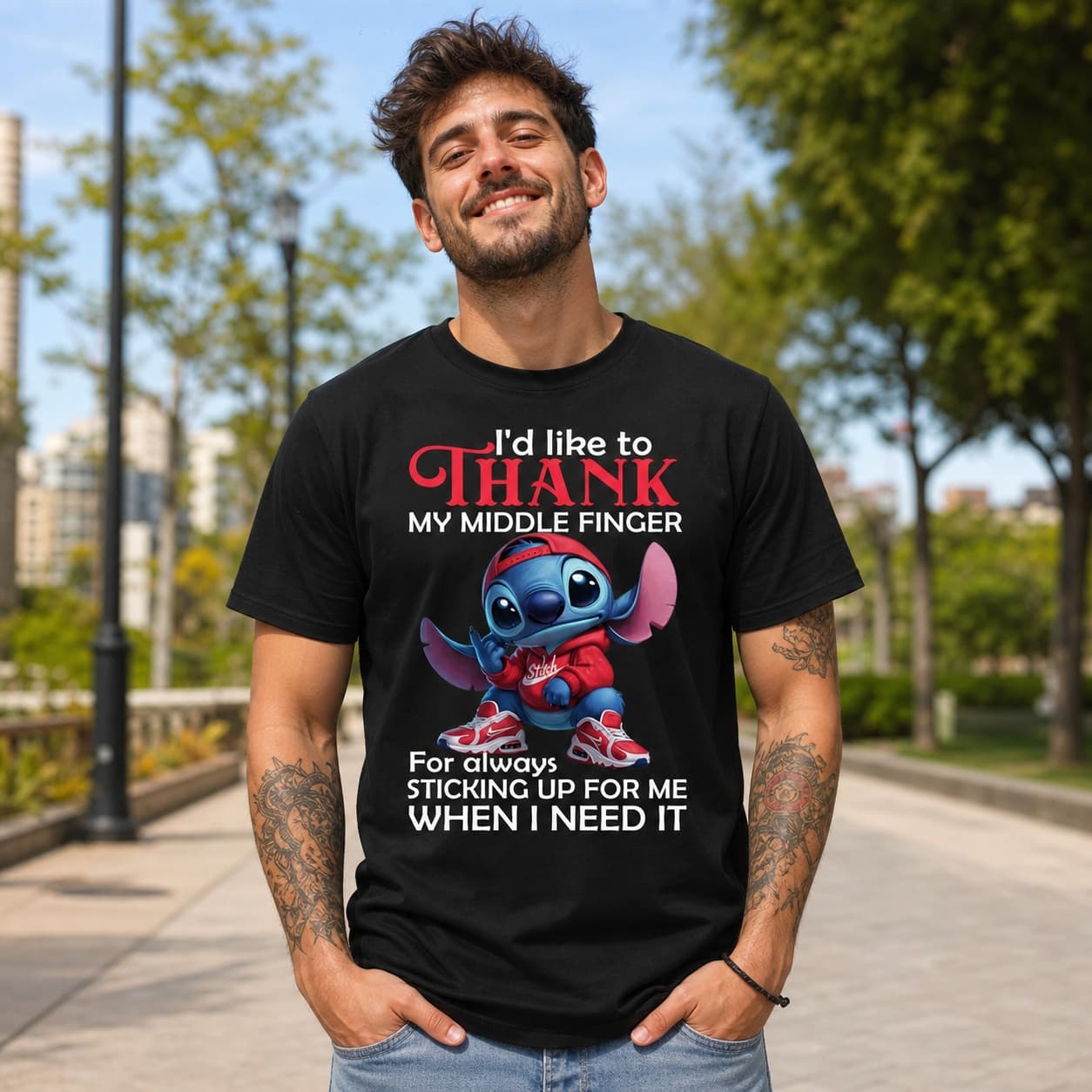 I’d Like To Thank My Middle Finger For Always Sticking Up For Me When I Need It-2 Stitch Shirt