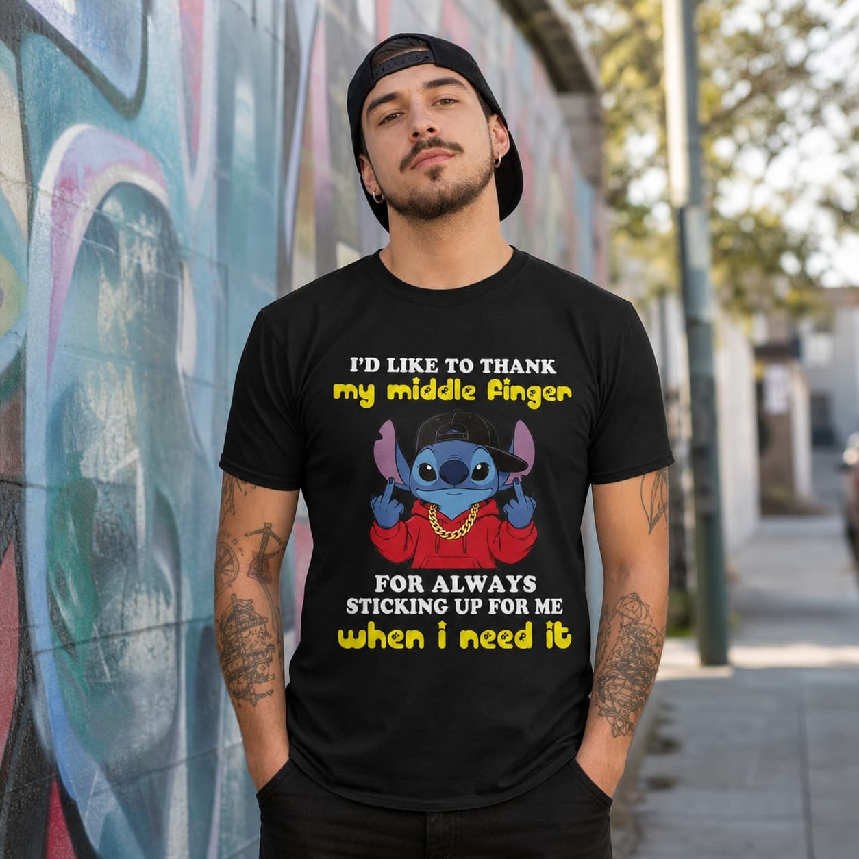 I’d Like To Thank My Middle Finger For Always Sticking Up For Me When I Need It-4 Stitch Shirt