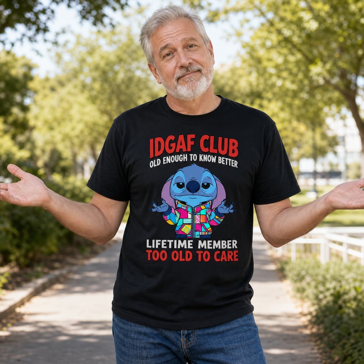 Idgaf Club Old Enough To Know Better Lifetime Member Too Old To Care Stitch Shirt