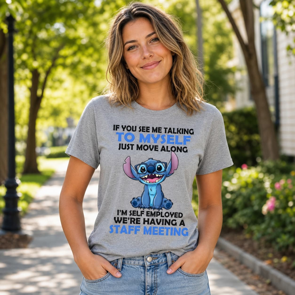 If You See Me Talking To Myself Just Move Along I’m Self Employed We’re Having A Staff Meeting-2 Stitch Shirt