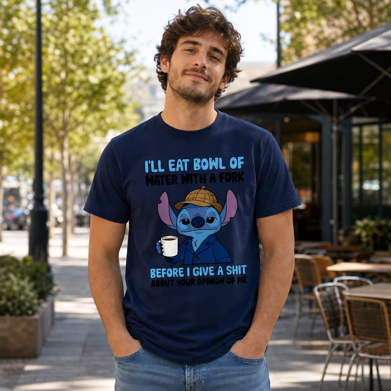 I’ll Eat Bowl Of Water With A Fork Before I Give A Shit About Your Opinion Of Me Stitch Shirt