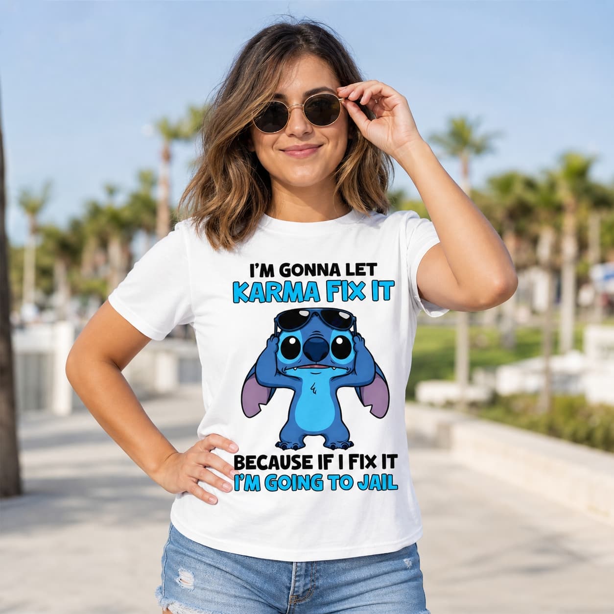 I’m Gonna Let Karma Fix It Because If I Fix It I’m Going To Jail-3 Stitch Shirt