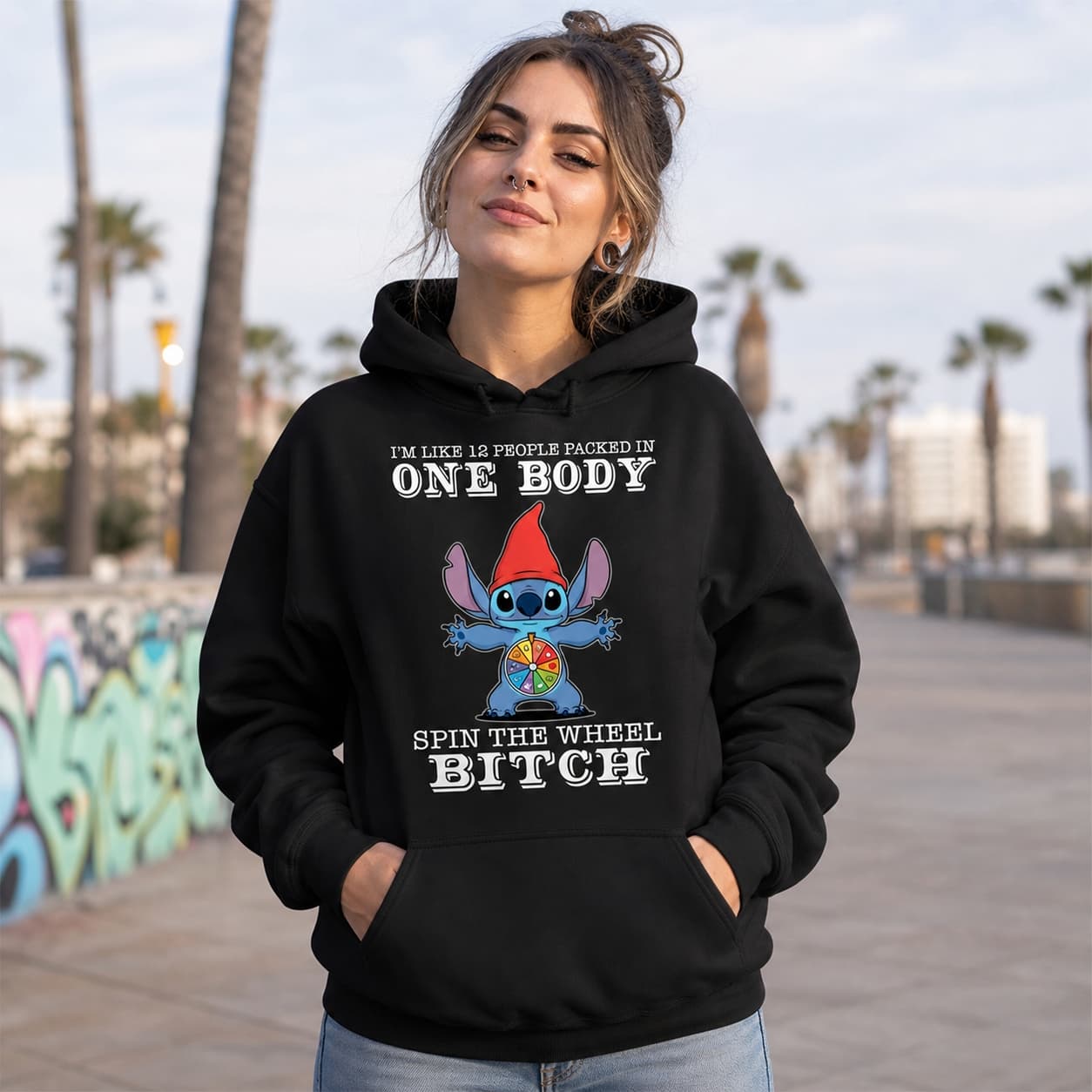 I’m Like 12 People Packed In One Body Spin The Wheel Bitch-3 Stitch Shirt