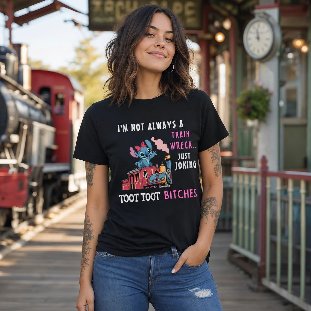 I’m Not Always A Train Wreck Just Joking Toot Toot Bitches Stitch Shirt