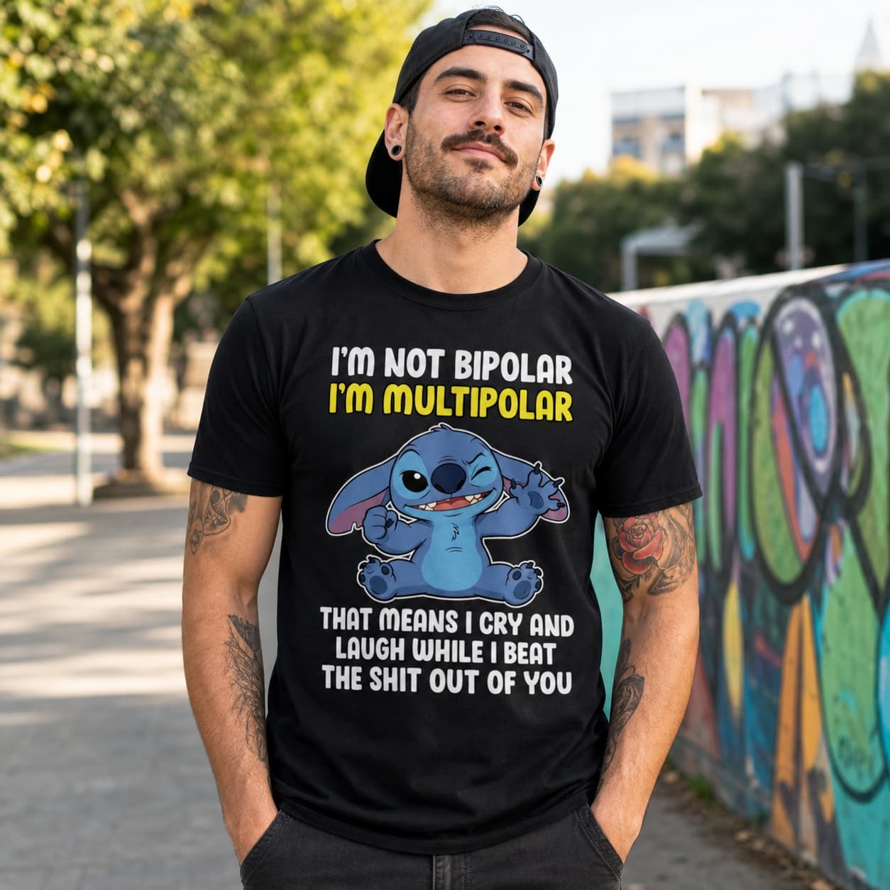 I’m Not Bipolar I’m Multipolar That Means I Cry And Laugh While I Beat The Shit Out Of You-2 Stitch Shirt