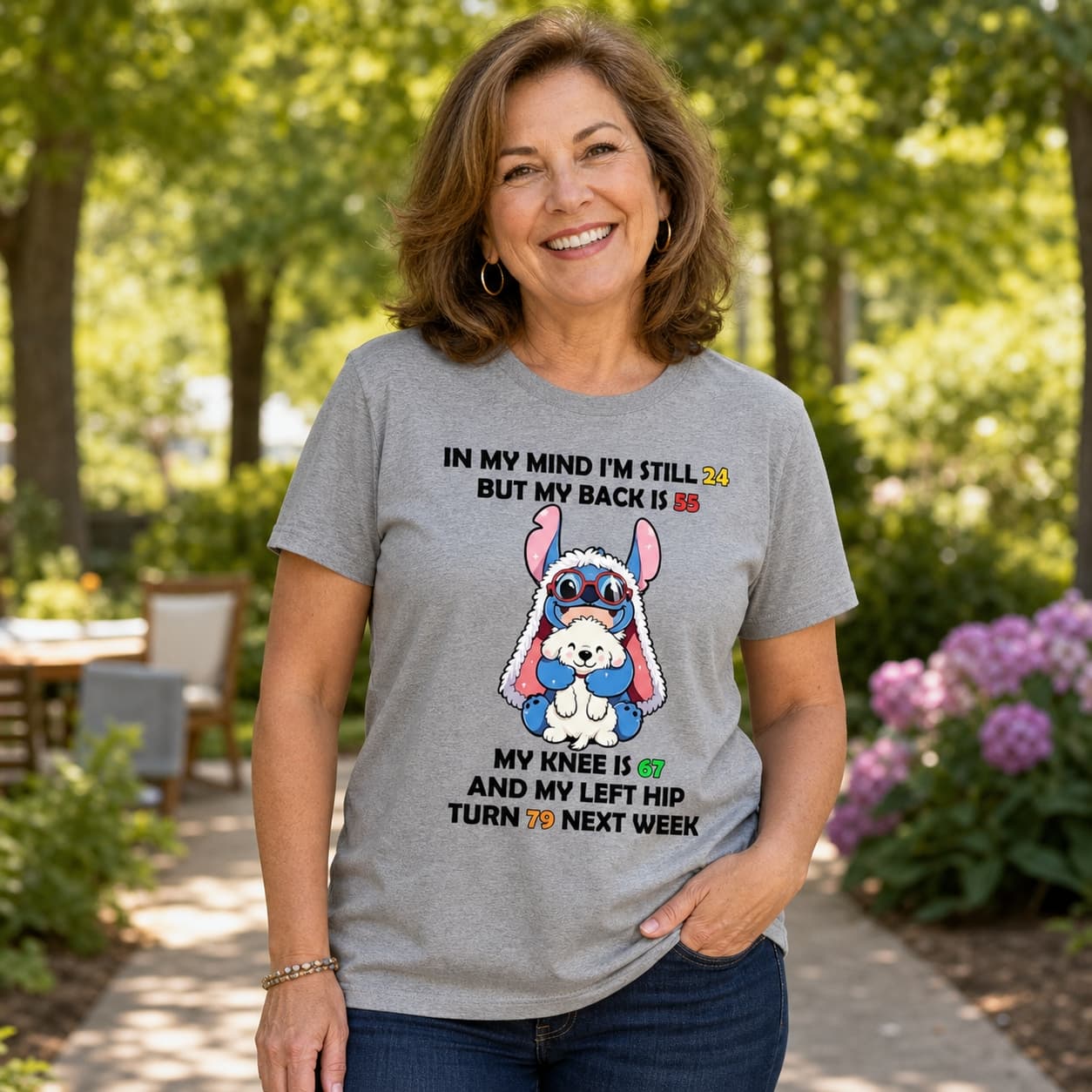 In My Mind I’m Still 24 But My Back Is 55 My Knee Is 67 And My Left Hip Turns 79 Next Week Stitch Shirt