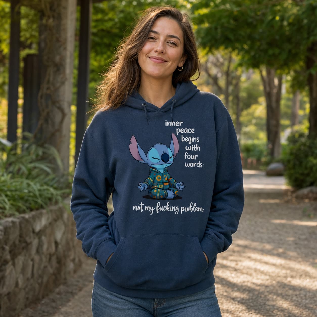 Inner Peace Begins With Four Words Not My Fucking Problem-4 Stitch Shirt