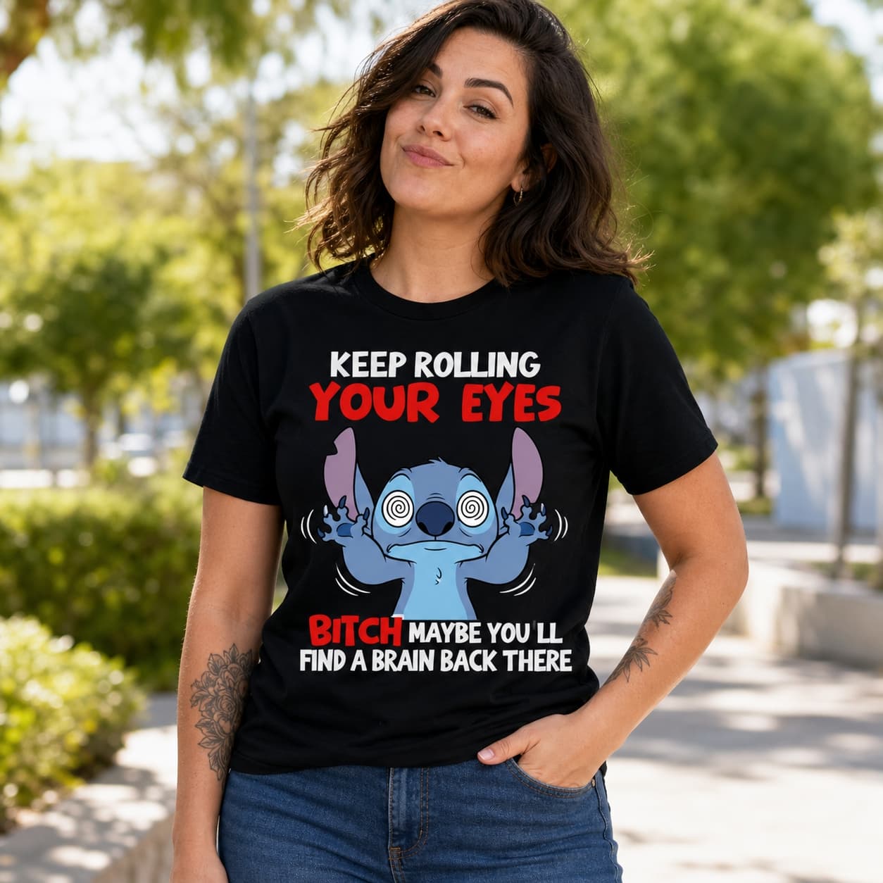 Keep Rolling Your Eyes Bitch Maybe You’ll Find A Brain Back There Stitch Shirt