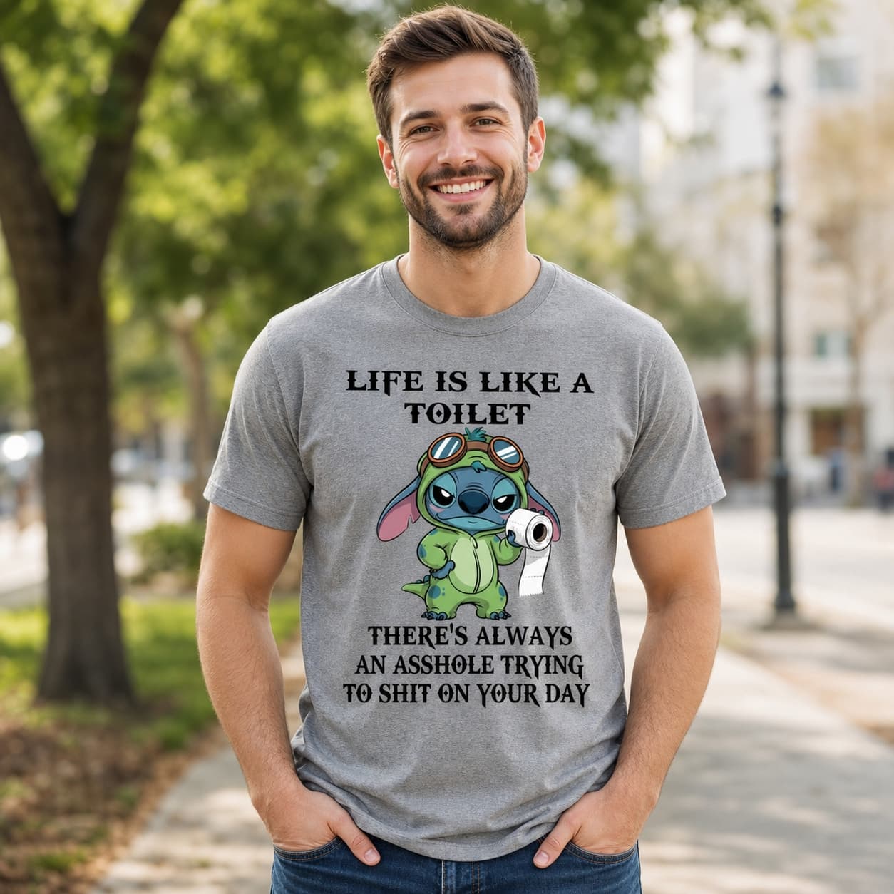 Life Is Like A Toilet There’s Always An Asshole Trying To Shit On Your Day Stitch Shirt