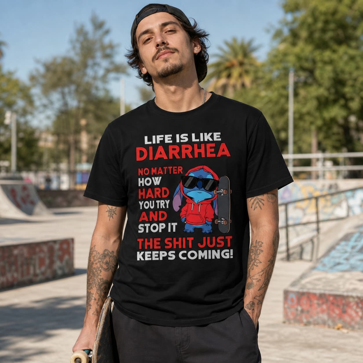 Life Is Like Diarrhea No Matter How Hard You Try And Stop It The Shit Just Keeps Coming! Stitch Shirt